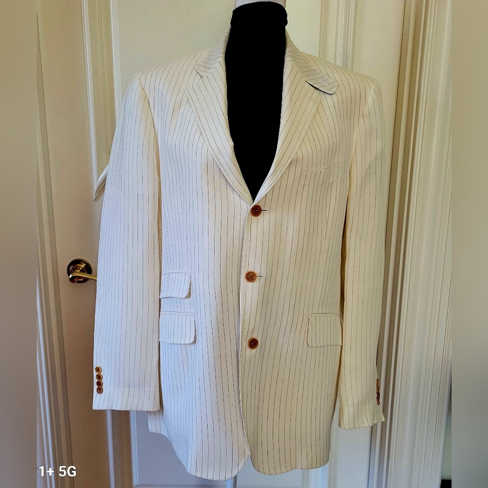 Etro Cream Pinstripe Blazer